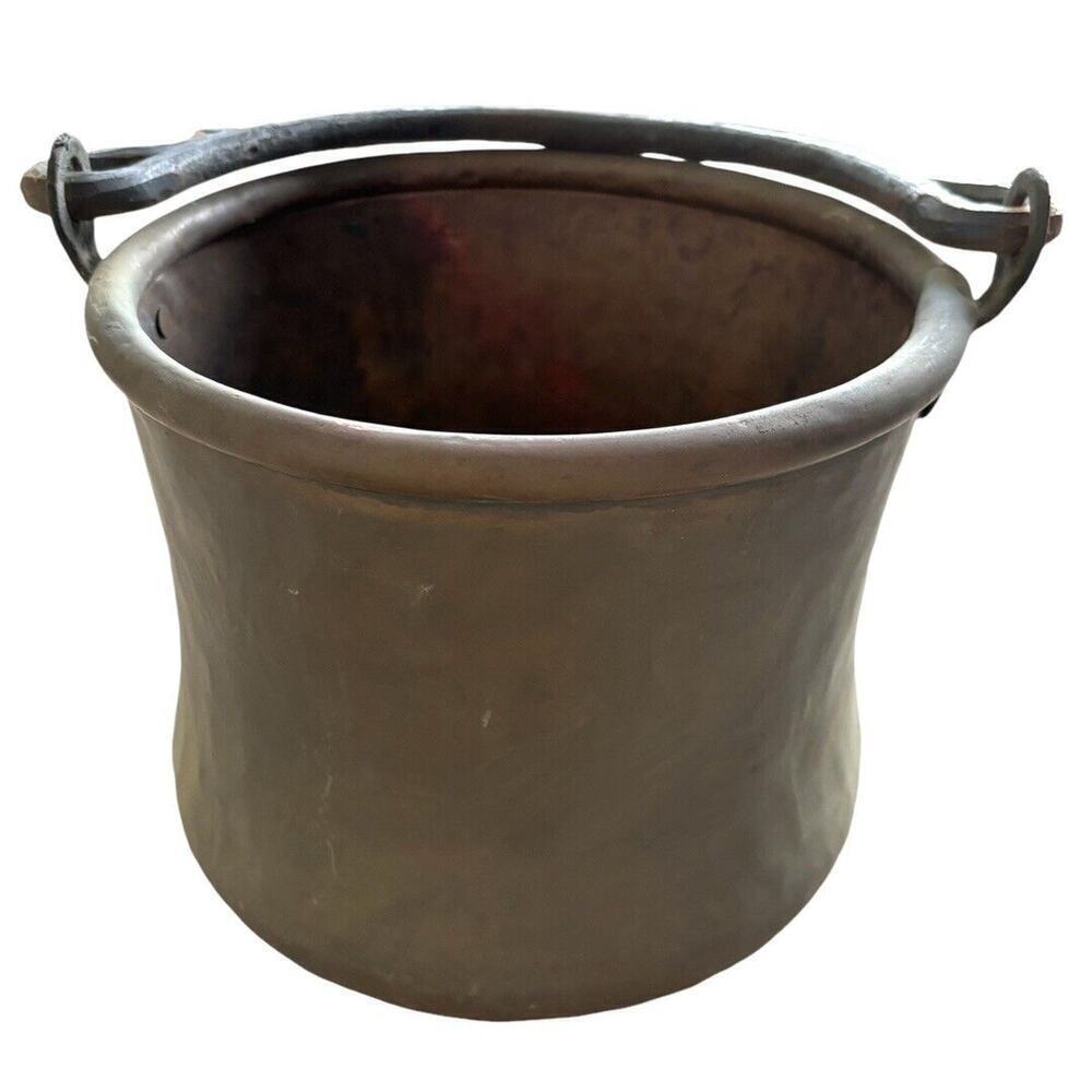 Antique Copper Boiler Kettle Candy Cauldron 19th century Dovetail Seam